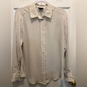 Who What Wear Cream Shirt with Black Pinstripes